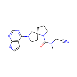 CN(CC#N)C(=O)N1CCC[C@@]12CCN(c1ncnc3[nH]ccc13)C2 ZINC000169699014