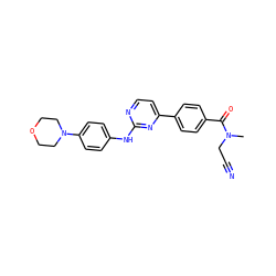 CN(CC#N)C(=O)c1ccc(-c2ccnc(Nc3ccc(N4CCOCC4)cc3)n2)cc1 ZINC000049115202