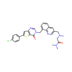 CN(CC(=O)N(C)C)Cc1cnc2c(Cn3cnc4cc(-c5ccc(Cl)cc5)sc4c3=O)cccc2c1 ZINC000036351720