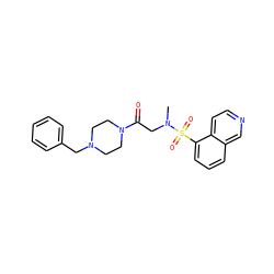 CN(CC(=O)N1CCN(Cc2ccccc2)CC1)S(=O)(=O)c1cccc2cnccc12 ZINC000028705188
