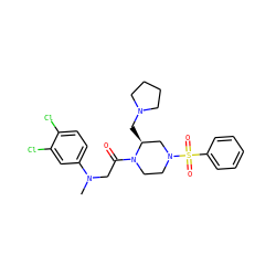 CN(CC(=O)N1CCN(S(=O)(=O)c2ccccc2)C[C@@H]1CN1CCCC1)c1ccc(Cl)c(Cl)c1 ZINC000040424212
