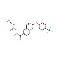 CN(CC(=O)NC1CC1)C(=O)c1ccc2cc(Oc3ccc(C(F)(F)F)cn3)ccc2n1 ZINC001772648972
