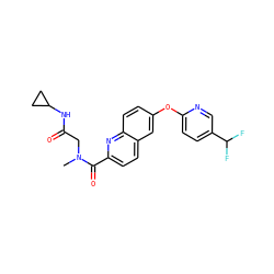 CN(CC(=O)NC1CC1)C(=O)c1ccc2cc(Oc3ccc(C(F)F)cn3)ccc2n1 ZINC001772598078