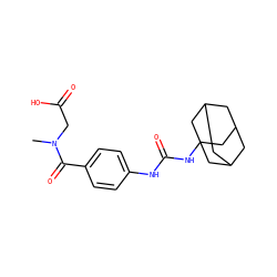 CN(CC(=O)O)C(=O)c1ccc(NC(=O)NC23CC4CC(CC(C4)C2)C3)cc1 ZINC000049068272