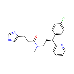CN(CC[C@@H](c1ccc(Cl)cc1)c1ccccn1)C(=O)CCc1c[nH]cn1 ZINC000013490246