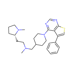 CN(CC[C@@H]1CCCN1C)CC1CCN(c2ncnc3scc(-c4ccccc4)c23)CC1 ZINC000146505473
