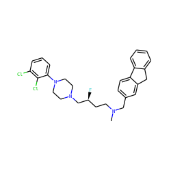 CN(CC[C@H](F)CN1CCN(c2cccc(Cl)c2Cl)CC1)Cc1ccc2c(c1)Cc1ccccc1-2 ZINC000071330137