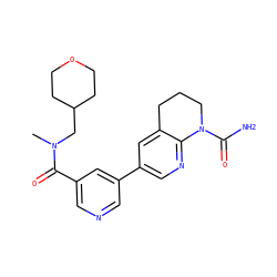 CN(CC1CCOCC1)C(=O)c1cncc(-c2cnc3c(c2)CCCN3C(N)=O)c1 ZINC001772631526