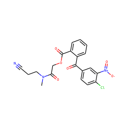 CN(CCC#N)C(=O)COC(=O)c1ccccc1C(=O)c1ccc(Cl)c([N+](=O)[O-])c1 ZINC000003287005