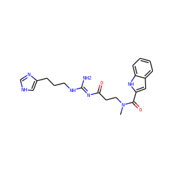 CN(CCC(=O)/N=C(\N)NCCCc1c[nH]cn1)C(=O)c1cc2ccccc2[nH]1 ZINC000040915176
