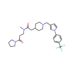 CN(CCC(=O)N1CCCC1)C(=O)CC1CCN(Cc2ccn(-c3ccc(C(F)(F)F)cc3)c2)CC1 ZINC000043019065