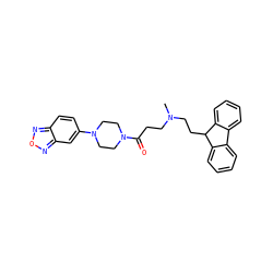 CN(CCC(=O)N1CCN(c2ccc3nonc3c2)CC1)CCC1c2ccccc2-c2ccccc21 ZINC000040423455