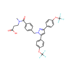CN(CCC(=O)O)C(=O)c1ccc(Cn2nc(-c3ccc(OC(F)(F)F)cc3)cc2-c2ccc(OC(F)(F)F)cc2)cc1 ZINC000066058907