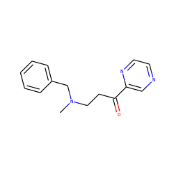 CN(CCC(=O)c1cnccn1)Cc1ccccc1 ZINC000045336388
