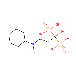 CN(CCC(O)(P(=O)(O)O)P(=O)(O)O)C1CCCCC1 ZINC000013532357