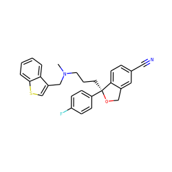 CN(CCC[C@@]1(c2ccc(F)cc2)OCc2cc(C#N)ccc21)Cc1csc2ccccc12 ZINC000103245880