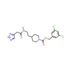 CN(CCC1CCN(C(=O)OCc2cc(Cl)cc(Cl)c2)CC1)C(=O)Cc1cn[nH]n1 ZINC000209485059