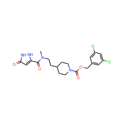 CN(CCC1CCN(C(=O)OCc2cc(Cl)cc(Cl)c2)CC1)C(=O)c1cc(=O)[nH][nH]1 ZINC000209589754
