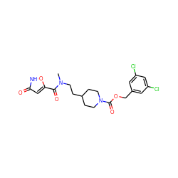 CN(CCC1CCN(C(=O)OCc2cc(Cl)cc(Cl)c2)CC1)C(=O)c1cc(=O)[nH]o1 ZINC000150337850