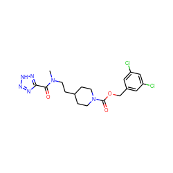 CN(CCC1CCN(C(=O)OCc2cc(Cl)cc(Cl)c2)CC1)C(=O)c1nn[nH]n1 ZINC000209505850