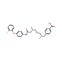 CN(CCCN(C)Cc1ccc(C(=O)O)cc1)CC(=O)Nc1ccc(Oc2ccccc2F)cc1 ZINC000040936114