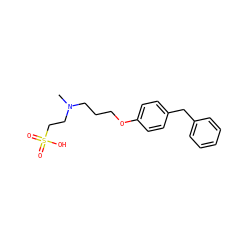 CN(CCCOc1ccc(Cc2ccccc2)cc1)CCS(=O)(=O)O ZINC000013475311