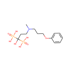 CN(CCCOc1ccccc1)CCC(O)(P(=O)(O)O)P(=O)(O)O ZINC000026744462