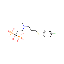 CN(CCCSc1ccc(Cl)cc1)CCC(O)(P(=O)(O)O)P(=O)(O)O ZINC000026748203