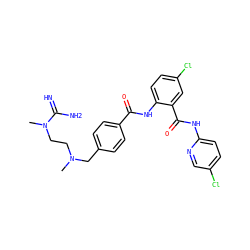 CN(CCN(C)C(=N)N)Cc1ccc(C(=O)Nc2ccc(Cl)cc2C(=O)Nc2ccc(Cl)cn2)cc1 ZINC000028094890