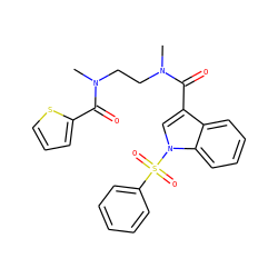 CN(CCN(C)C(=O)c1cn(S(=O)(=O)c2ccccc2)c2ccccc12)C(=O)c1cccs1 ZINC000653787453
