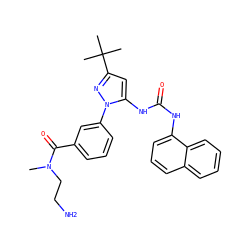 CN(CCN)C(=O)c1cccc(-n2nc(C(C)(C)C)cc2NC(=O)Nc2cccc3ccccc23)c1 ZINC000063540250