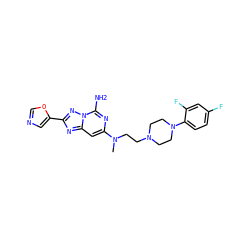 CN(CCN1CCN(c2ccc(F)cc2F)CC1)c1cc2nc(-c3cnco3)nn2c(N)n1 ZINC000040935418