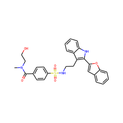 CN(CCO)C(=O)c1ccc(S(=O)(=O)NCCc2c(-c3cc4ccccc4o3)[nH]c3ccccc23)cc1 ZINC000014978429