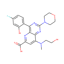 CN(CCO)c1cc(C(=O)O)nc2c(-c3ccc(F)cc3O)nc(N3CCOCC3)nc12 ZINC000167026929