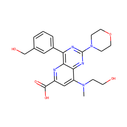 CN(CCO)c1cc(C(=O)O)nc2c(-c3cccc(CO)c3)nc(N3CCOCC3)nc12 ZINC000143039953