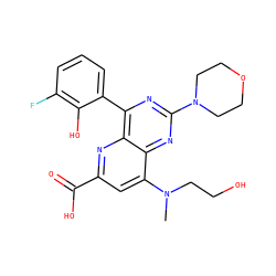 CN(CCO)c1cc(C(=O)O)nc2c(-c3cccc(F)c3O)nc(N3CCOCC3)nc12 ZINC000169698812