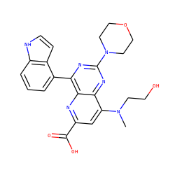 CN(CCO)c1cc(C(=O)O)nc2c(-c3cccc4[nH]ccc34)nc(N3CCOCC3)nc12 ZINC000143031343