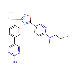 CN(CCO)c1ccc(-c2nc(C3(c4ccc(-c5cnc(N)nc5)nc4)CCC3)no2)cn1 ZINC000096175521