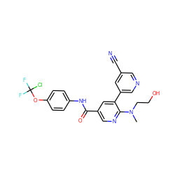 CN(CCO)c1ncc(C(=O)Nc2ccc(OC(F)(F)Cl)cc2)cc1-c1cncc(C#N)c1 ZINC001772578895