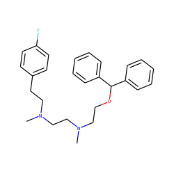 CN(CCOC(c1ccccc1)c1ccccc1)CCN(C)CCc1ccc(F)cc1 ZINC000022939383