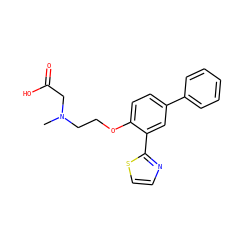 CN(CCOc1ccc(-c2ccccc2)cc1-c1nccs1)CC(=O)O ZINC000028958363