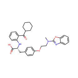 CN(CCOc1ccc(C[C@@H](Nc2ccccc2C(=O)C2CCCCC2)C(=O)O)cc1)c1nc2ccccc2o1 ZINC000012358106