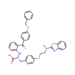 CN(CCOc1ccc(C[C@@H](Nc2ccccc2C(=O)c2ccc(OCc3ccccc3)cc2)C(=O)O)cc1)c1nc2ccccc2o1 ZINC000004137622