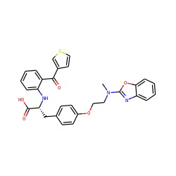 CN(CCOc1ccc(C[C@@H](Nc2ccccc2C(=O)c2ccsc2)C(=O)O)cc1)c1nc2ccccc2o1 ZINC000003832286