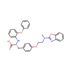 CN(CCOc1ccc(C[C@@H](Nc2ccccc2Oc2ccccc2)C(=O)O)cc1)c1nc2ccccc2o1 ZINC000003832292