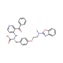 CN(CCOc1ccc(C[C@@H](Nc2ccncc2C(=O)c2ccccc2)C(=O)O)cc1)c1nc2ccccc2o1 ZINC000012358117