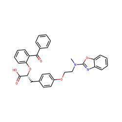 CN(CCOc1ccc(C[C@@H](Oc2ccccc2C(=O)c2ccccc2)C(=O)O)cc1)c1nc2ccccc2o1 ZINC000003834058