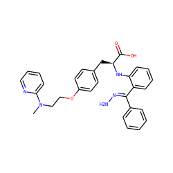 CN(CCOc1ccc(C[C@H](Nc2ccccc2/C(=N/N)c2ccccc2)C(=O)O)cc1)c1ccccn1 ZINC000012358071