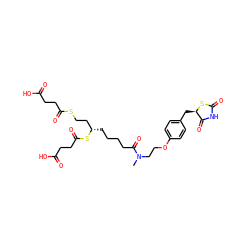 CN(CCOc1ccc(C[C@H]2SC(=O)NC2=O)cc1)C(=O)CCCC[C@@H](CCSC(=O)CCC(=O)O)SC(=O)CCC(=O)O ZINC000036757850