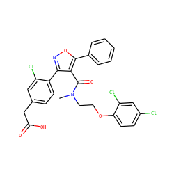 CN(CCOc1ccc(Cl)cc1Cl)C(=O)c1c(-c2ccc(CC(=O)O)cc2Cl)noc1-c1ccccc1 ZINC000037866934